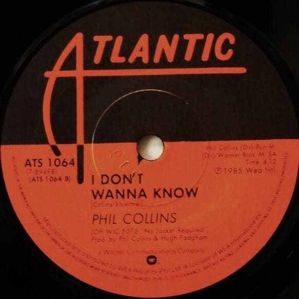 Album cover art for "I Don't Wanna Know" by Phil Collins