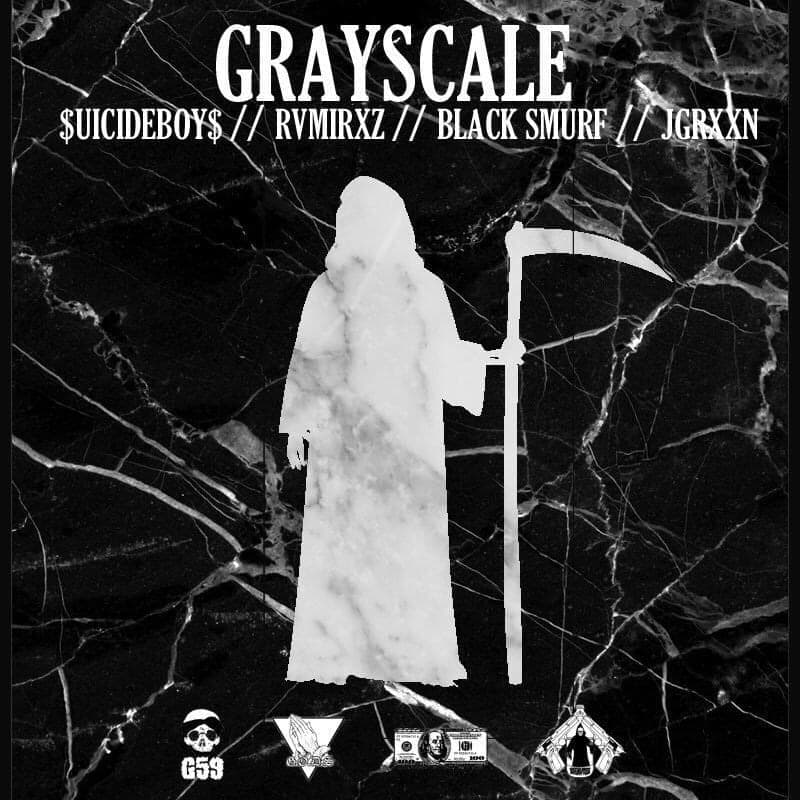 Album cover art for "Grayscale" by $uicideboy$ & JGRXXN & Black Smurf & Ramirez