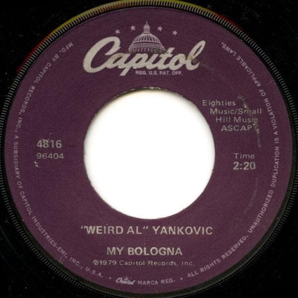 Album cover art for "My Bologna (Capitol Single Version)" by “Weird Al” Yankovic
