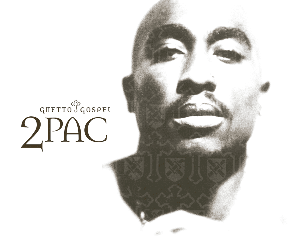 Album cover art for "Ghetto Gospel" by 2Pac