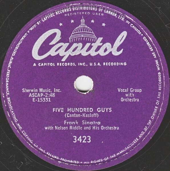 Album cover art for "Five Hundred Guys" by Frank Sinatra