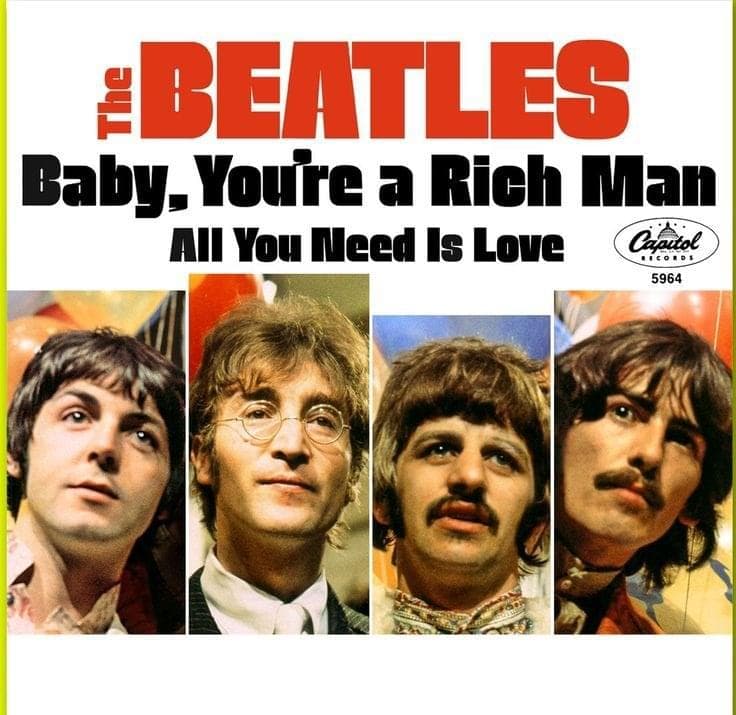 Album cover art for "Baby, You're a Rich Man" by The Beatles