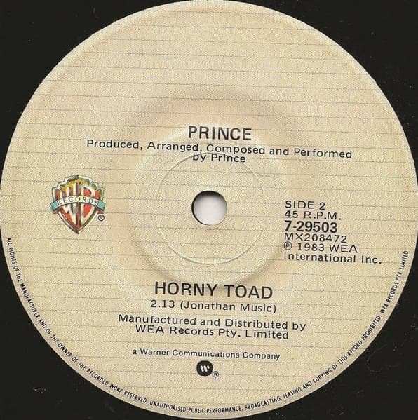 Album cover art for "Horny Toad" by Prince
