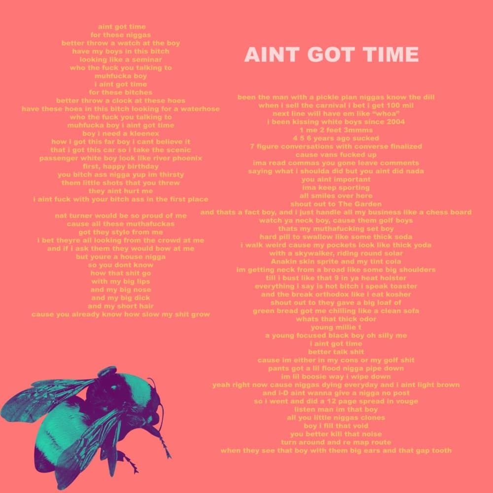 Album cover art for "I Ain't Got Time!" by Tyler, The Creator