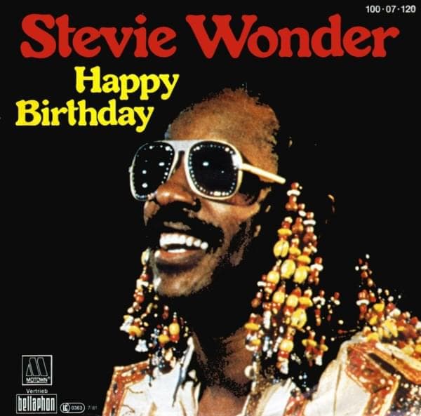 Album cover art for "Happy Birthday" by Stevie Wonder