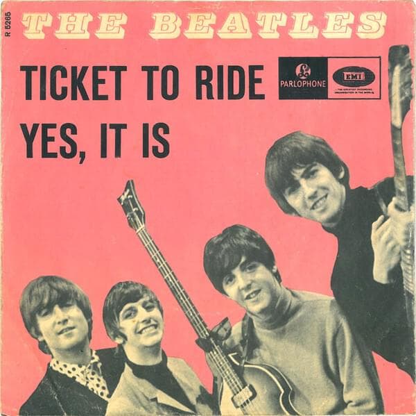 Album cover art for "Ticket to Ride" by The Beatles