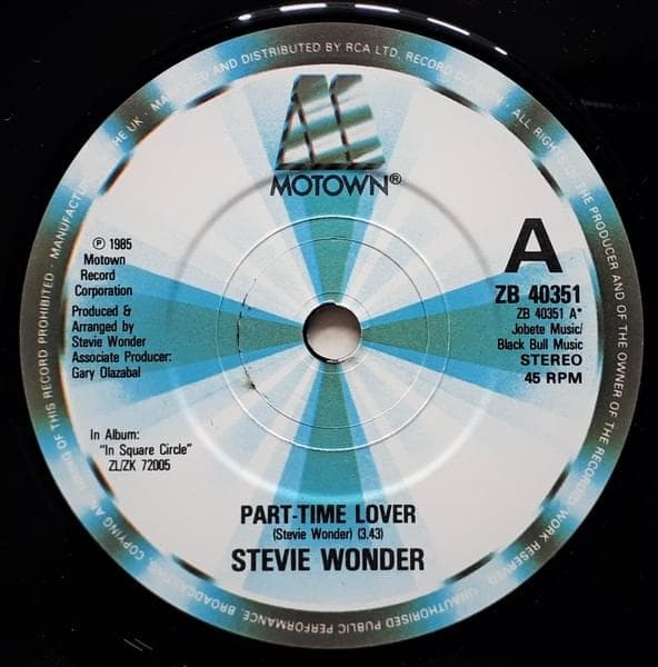 Album cover art for "Part-Time Lover (Single Version)" by Stevie Wonder