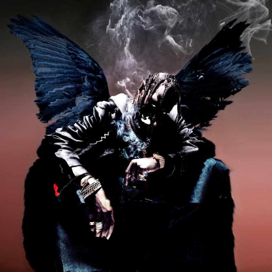 Album cover art for "through the late night" by Travis Scott & Kid Cudi