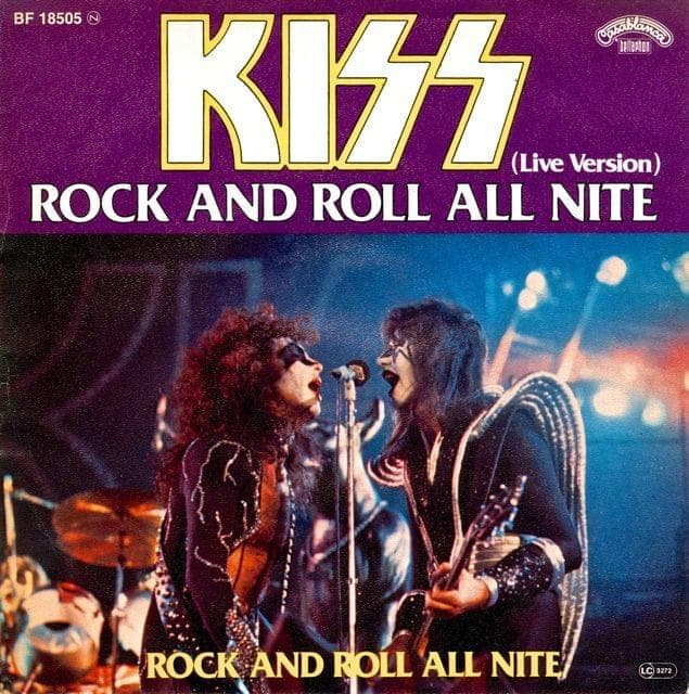 Album cover art for "Rock and Roll All Nite [Alive!]" by KISS