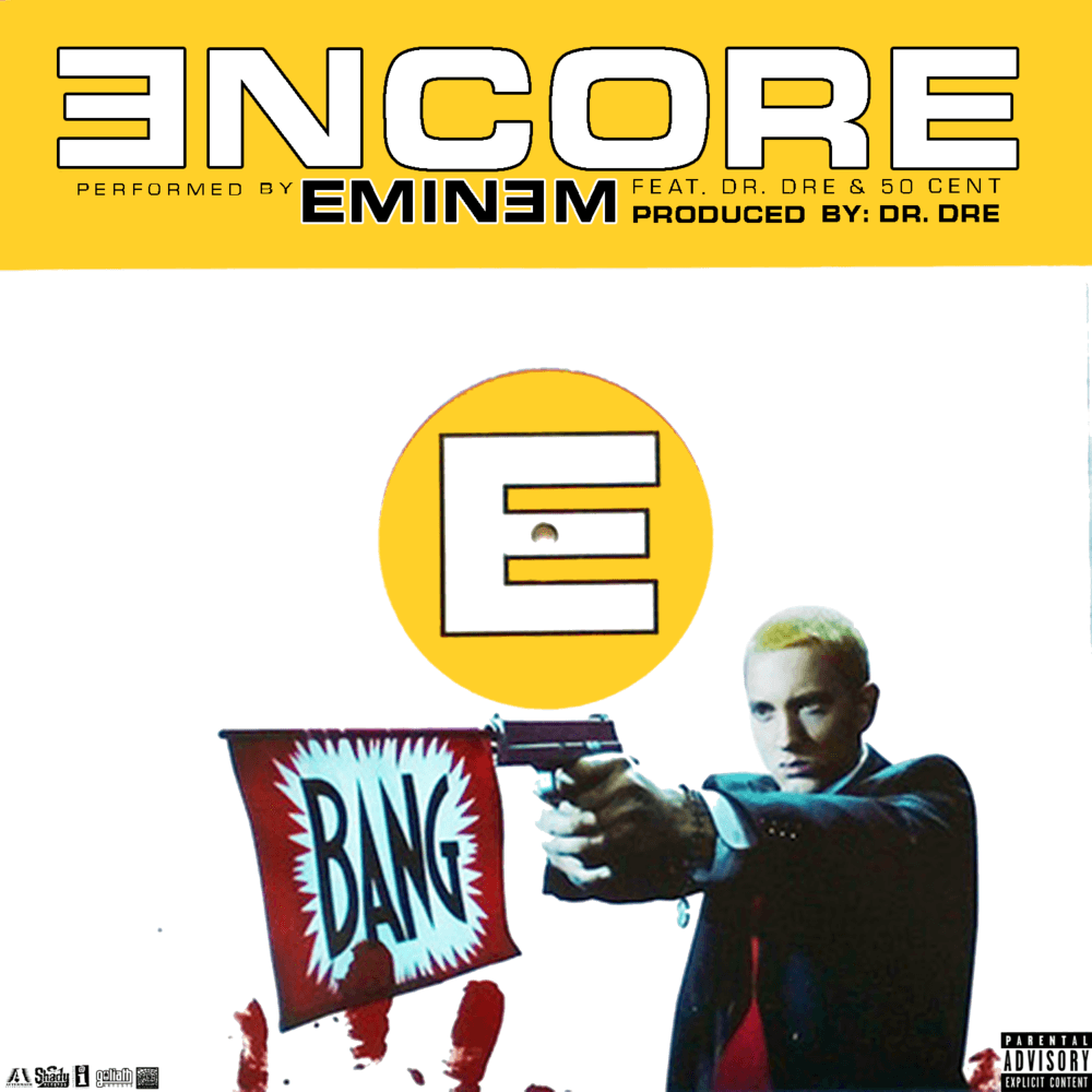 Album cover art for "Encore / Curtains Down" by Eminem & 50 Cent & Dr. Dre