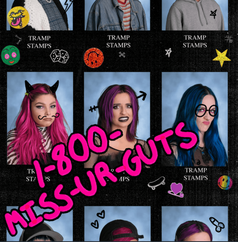 Album cover art for "1-800-miss-ur-guts" by TRAMP STAMPS