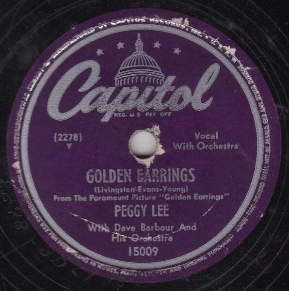 Album cover art for "Golden Earrings" by Peggy Lee