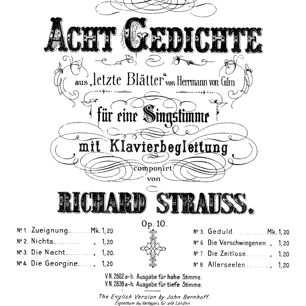 Acht Gedichte aus ”Letzte Blätter”, Op. 10