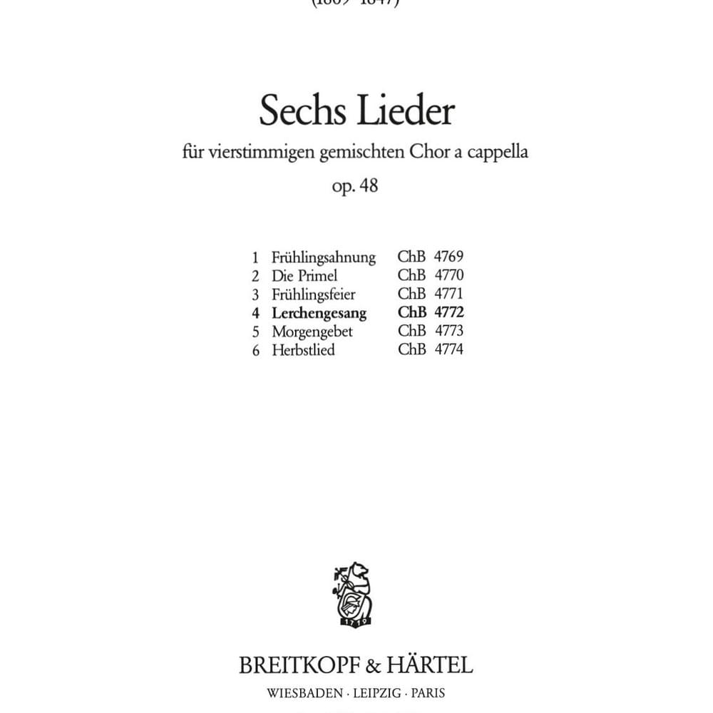 Der erste Frühlingstag - Sechs Lieder im Freien zu singen, Op. 48
