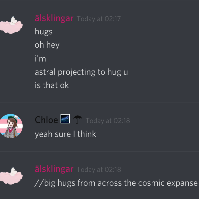astral projecting to hug a friend in need