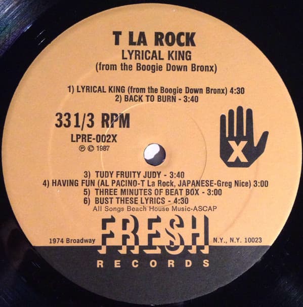 Album cover art for "Bust These Lyrics" by T La Rock