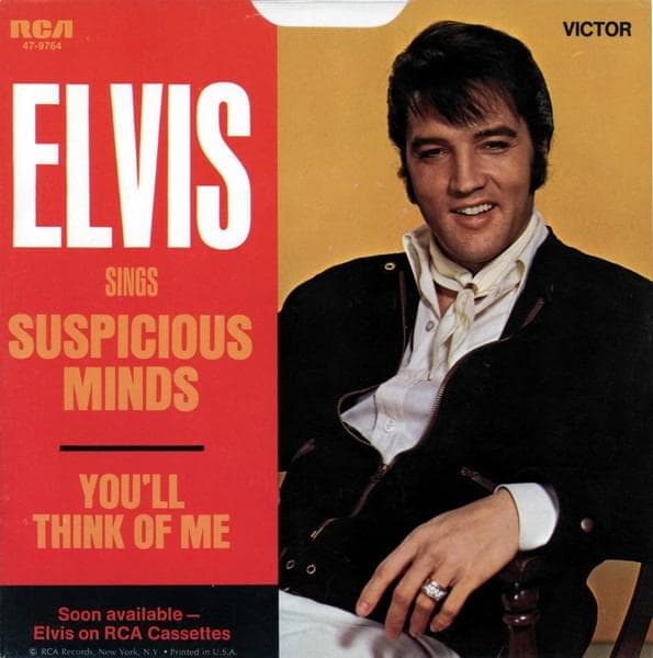 Album cover art for "Suspicious Minds" by Elvis Presley