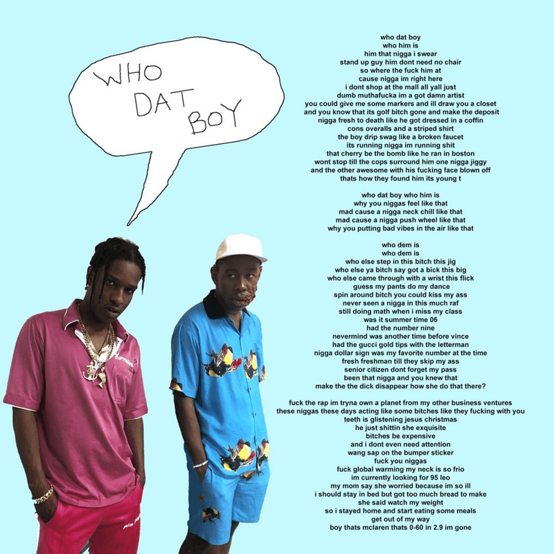Album cover art for "Who Dat Boy" by Tyler, The Creator & A$AP Rocky