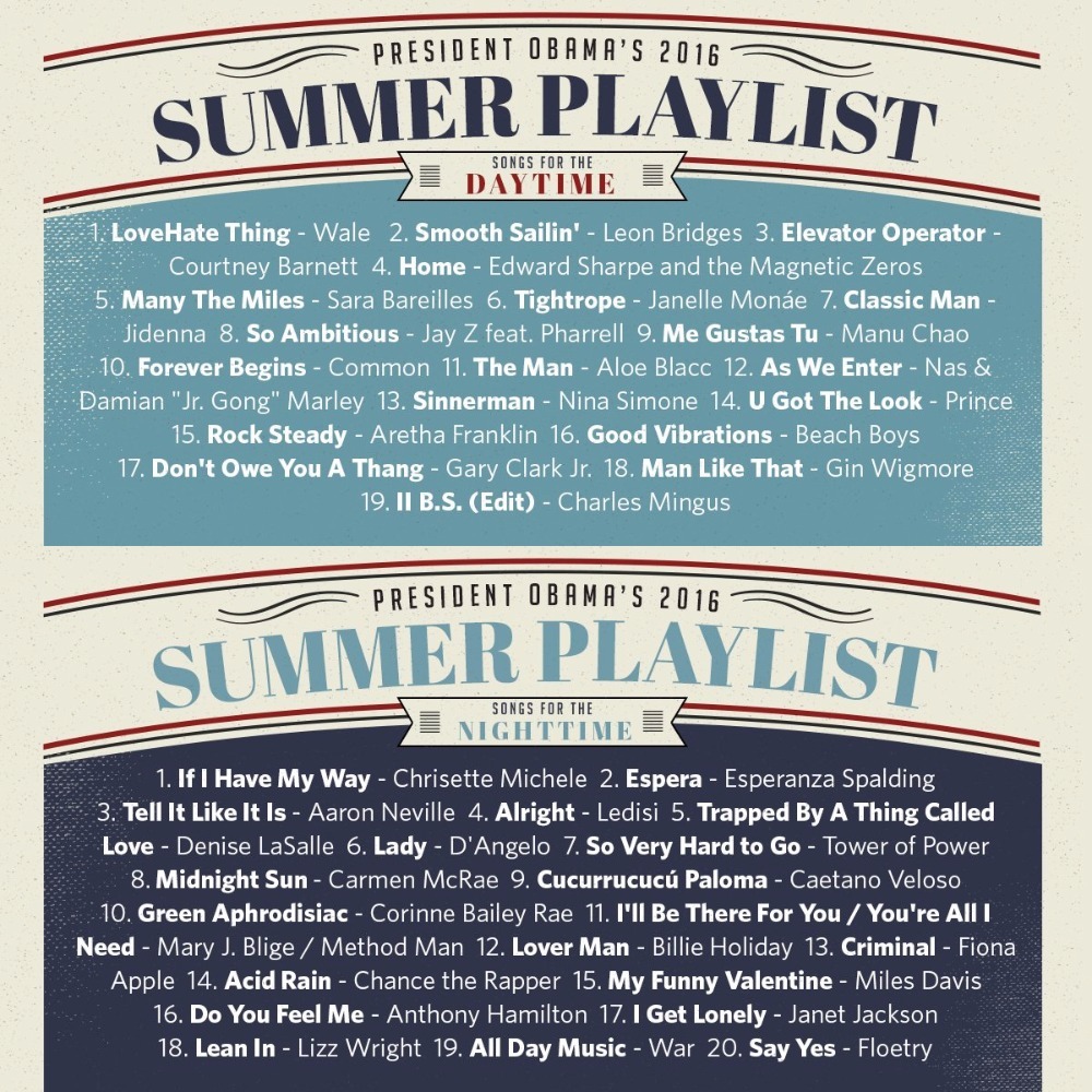 Barack Obama’s 2016 Summer Playlist