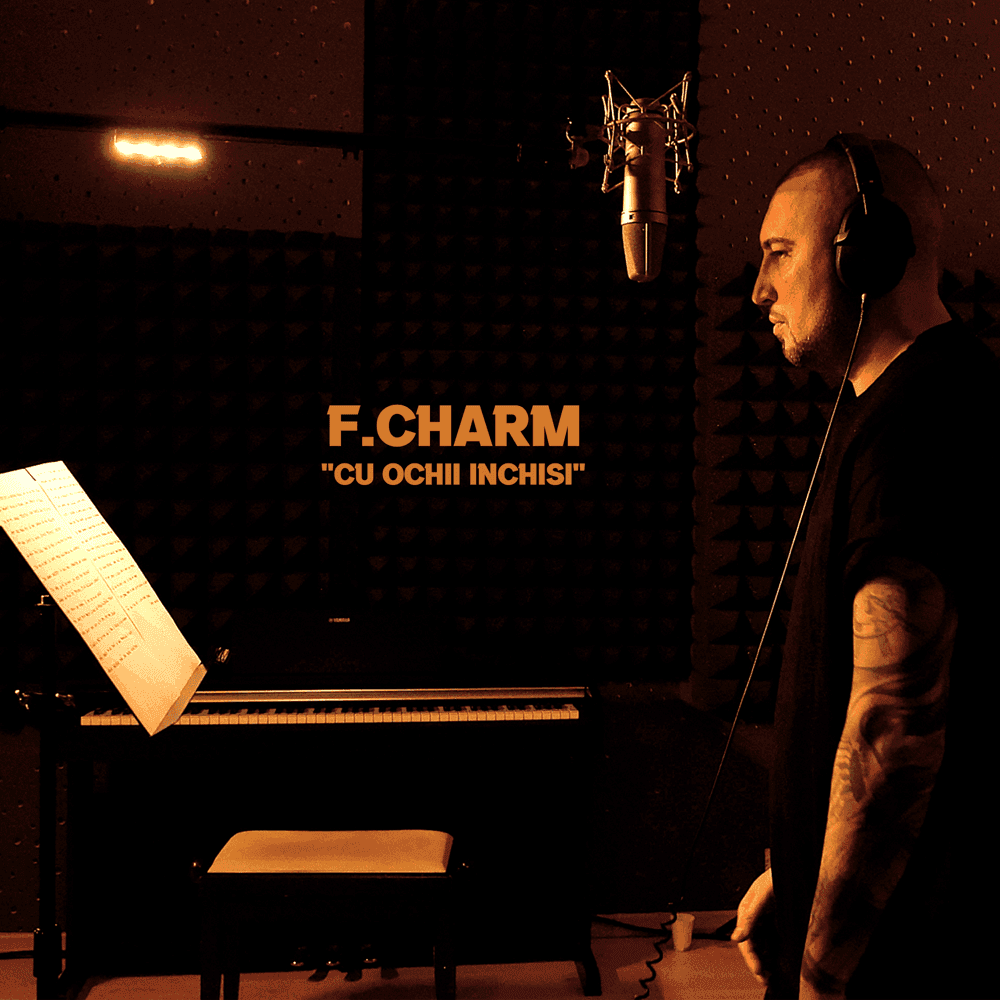 Album cover art for "Cu ochii închiși" by F.Charm