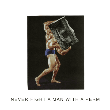 Album cover art for "Never Fight a Man With a Perm" by IDLES