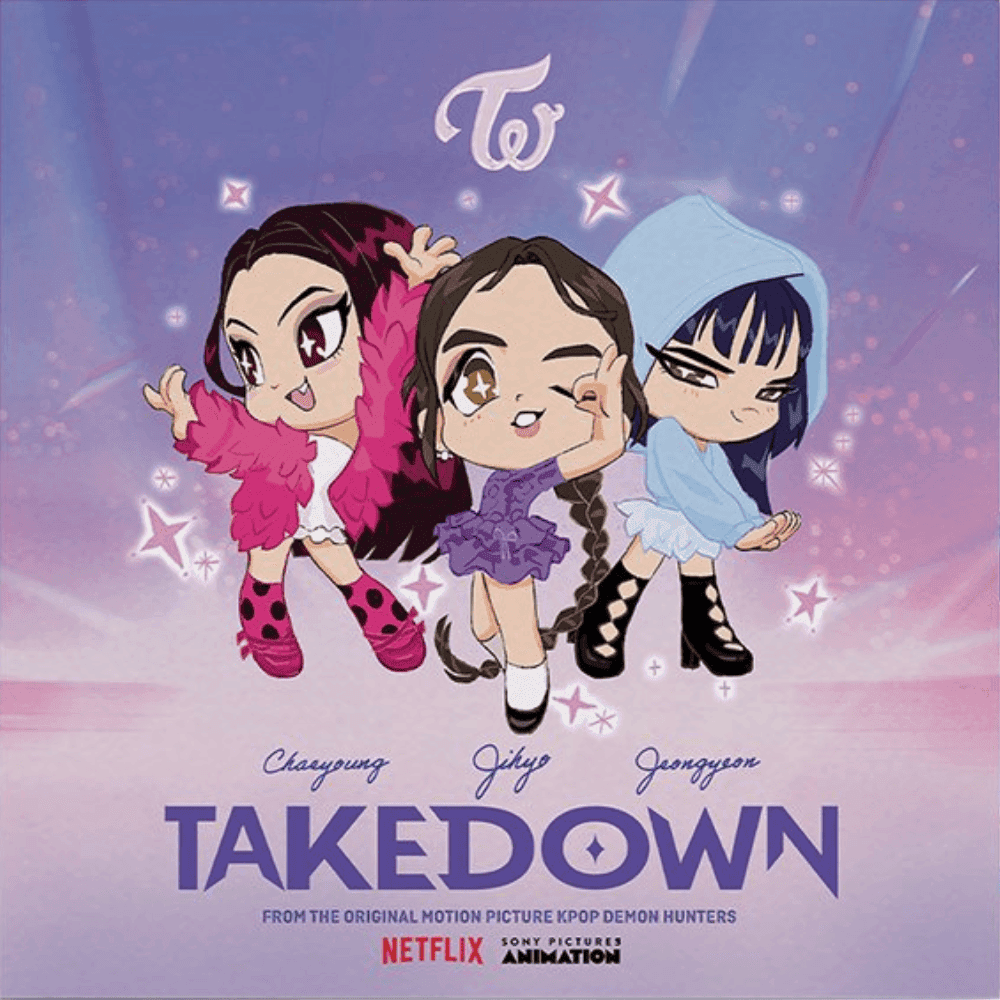 Album cover art for "TAKEDOWN" by TWICE