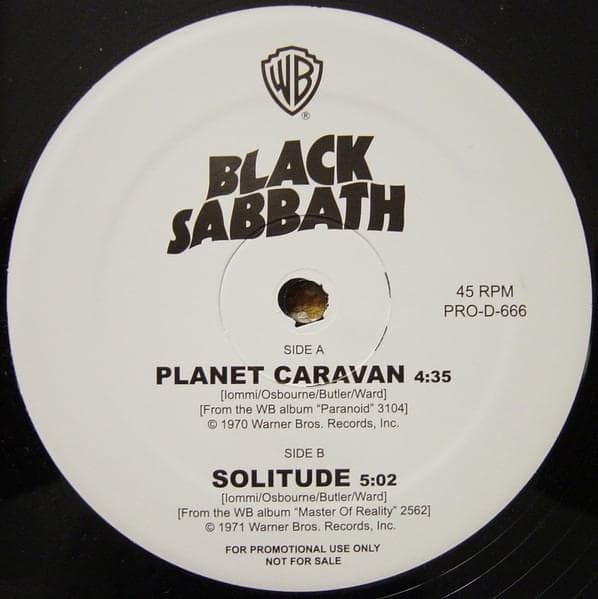 Album cover art for "Planet Caravan" by Black Sabbath