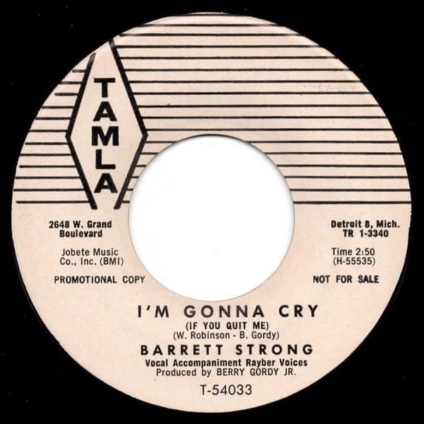Album cover art for "I'm Gonna Cry (If You Quit Me)" by Barrett Strong