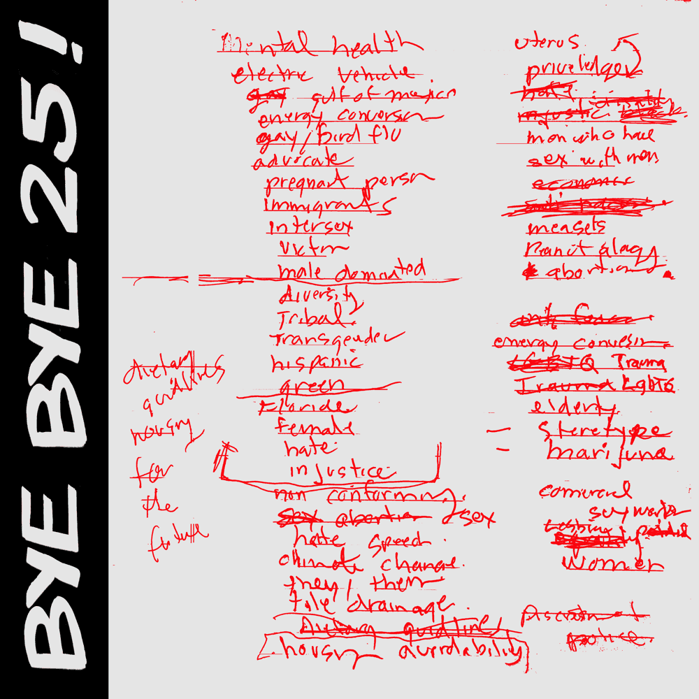 Album cover art for "BYE BYE 25!" by Kim Gordon