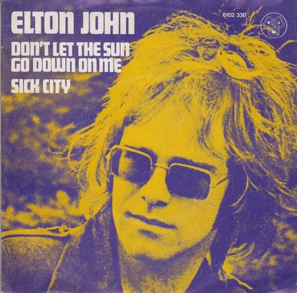 Album cover art for "Don't Let the Sun Go Down on Me" by Elton John
