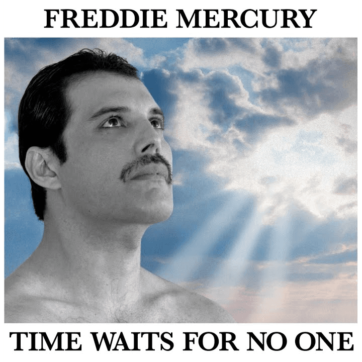 Album cover art for "Time Waits for No One" by Freddie Mercury