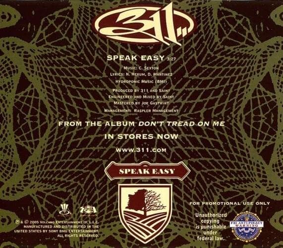 Album cover art for "Speak Easy" by 311