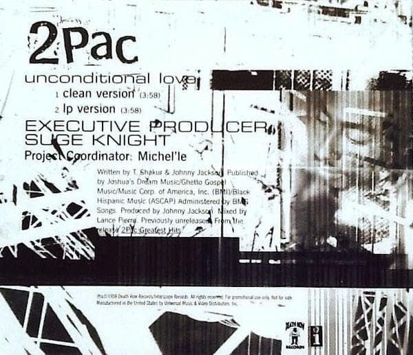 Album cover art for "Unconditional Love" by 2Pac